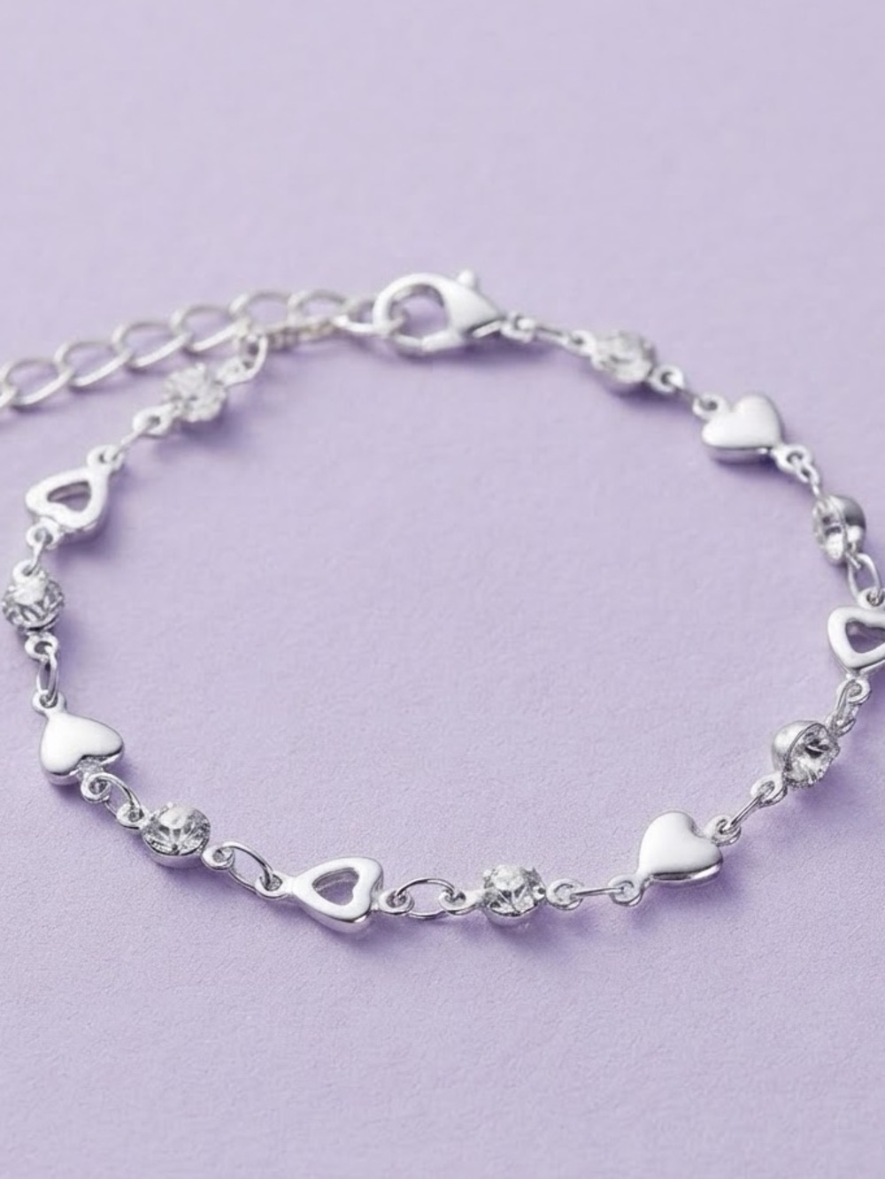 Women’s Silver Heart Link Bracelet - Picture 2 of 2